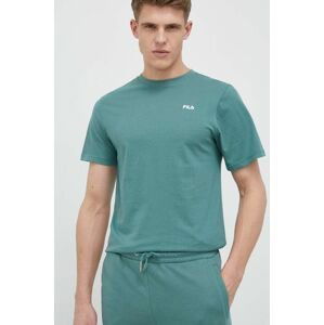 Bavlnené tričko Fila zelená farba, jednofarebné