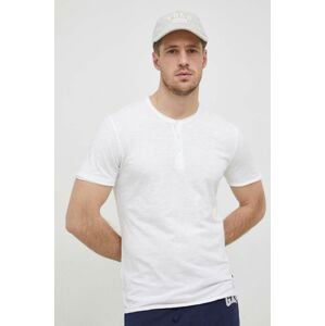 Bavlnené tričko Sisley biela farba, jednofarebné