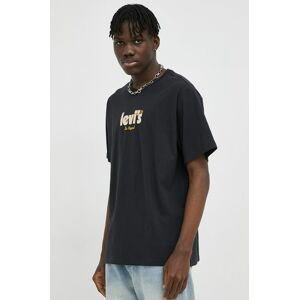 Bavlnené tričko Levi's 16143.0826-Neutrals, čierna farba, s nášivkou