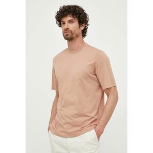 Bavlnené tričko Sisley hnedá farba, jednofarebné