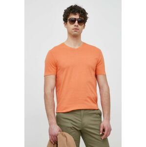 Bavlnené tričko United Colors of Benetton oranžová farba, jednofarebné