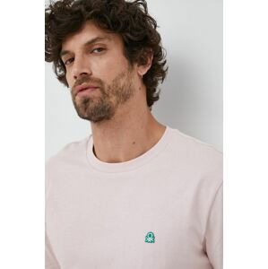 Bavlnené tričko United Colors of Benetton ružová farba, jednofarebné