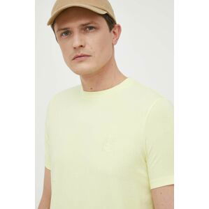 Tričko Karl Lagerfeld pánske, žltá farba, jednofarebné