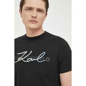 Bavlnené tričko Karl Lagerfeld čierna farba, s potlačou