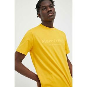 Bavlnené tričko Marc O'Polo žltá farba, s potlačou