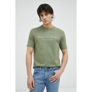 Bavlnené tričko Marc O'Polo zelená farba, s potlačou