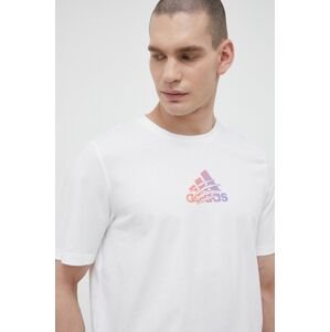 Bavlnené tričko adidas biela farba, s potlačou