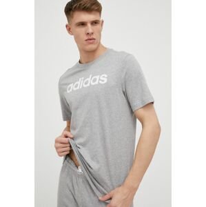 Bavlnené tričko adidas šedá farba, s potlačou