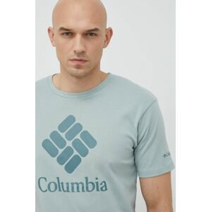 Športové tričko Columbia Pacific Crossing II tyrkysová farba, s potlačou
