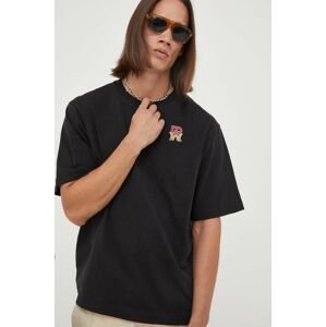 Bavlnené tričko G-Star Raw čierna farba, s nášivkou