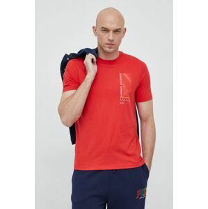 Bavlnené tričko Armani Exchange červená farba, s potlačou