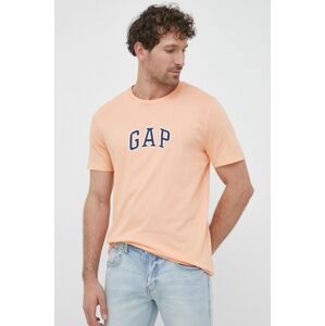 Bavlnené tričko GAP oranžová farba, s nášivkou