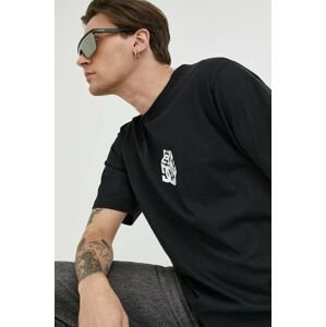 Bavlnené tričko DC čierna farba, s potlačou