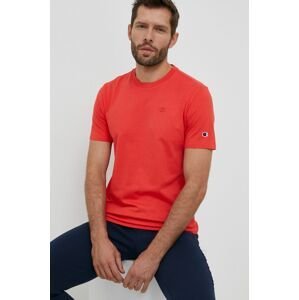 Bavlnené tričko Champion červená farba, jednofarebné