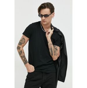 Bavlnené tričko Superdry čierna farba, jednofarebné