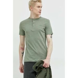 Bavlnené tričko Superdry zelená farba, melanžový