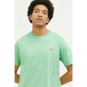 Bavlnené tričko Dickies zelená farba, jednofarebný