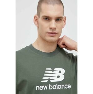 Bavlnené tričko New Balance MT31541DON-DON, zelená farba, vzorované