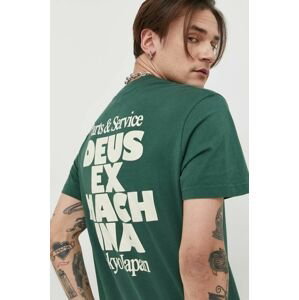 Bavlnené tričko Deus Ex Machina zelená farba, s potlačou