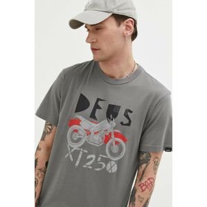 Bavlnené tričko Deus Ex Machina šedá farba, s potlačou
