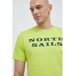 Bavlnené tričko North Sails zelená farba, s potlačou