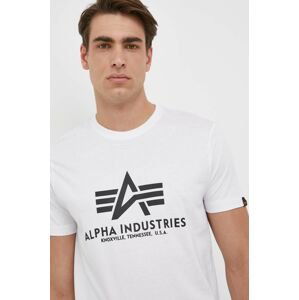 Bavlnené tričko Alpha Industries Basic T-Shirt 100501.09, biela farba, s potlačou