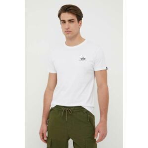 Bavlnené tričko Alpha Industries Basic T Small Logo 188505.09, biela farba, s potlačou