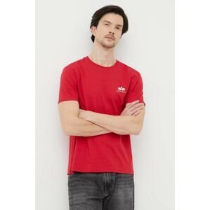 Bavlnené tričko Alpha Industries 188505.328-SpeedRed, červená farba, s potlačou