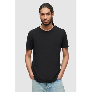 Bavlnené tričko AllSaints 2-pak čierna farba, jednofarebné