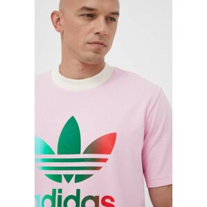 Bavlnené tričko adidas Originals ružová farba, s potlačou