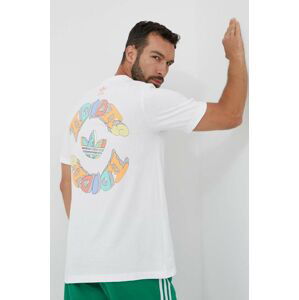 Bavlnené tričko adidas Originals biela farba, s potlačou