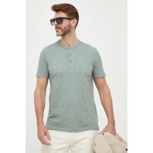 Bavlnené tričko GAP zelená farba, jednofarebné