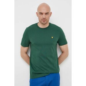 Bavlnené tričko Lyle & Scott zelená farba, jednofarebné