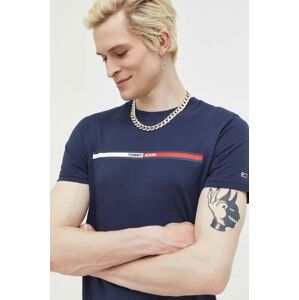Bavlnené tričko Tommy Jeans tmavomodrá farba,s potlačou,DM0DM13509