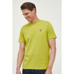 Bavlnené tričko Lyle & Scott zelená farba, jednofarebné