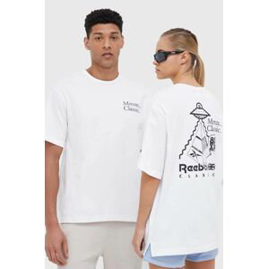 Bavlnené tričko Reebok Classic biela farba, s potlačou