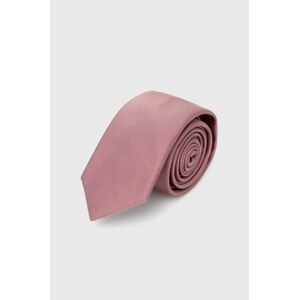 Hodvábna kravata HUGO ružová farba