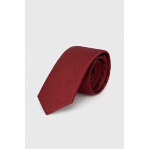 Hodvábna kravata HUGO bordová farba