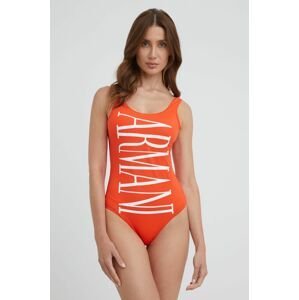 Jednodielne plavky Emporio Armani Underwear oranžová farba, jemne vystužený košík
