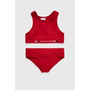 Detské plavky Tommy Hilfiger červená farba
