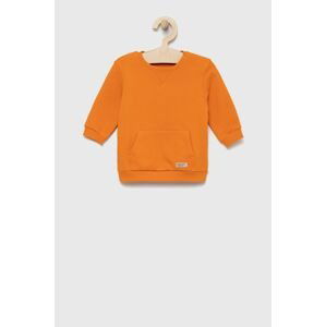 Detská bavlnená mikina United Colors of Benetton oranžová farba, jednofarebná