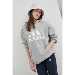 Mikina adidas HD1748 dámska, šedá farba, s potlačou