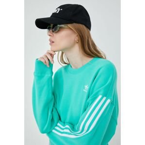 Bavlnená mikina adidas Originals Adicolor HE9735 dámska, zelená farba, s nášivkou