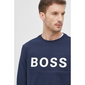 Mikina Boss Boss Athleisure pánska, tmavomodrá farba, s potlačou