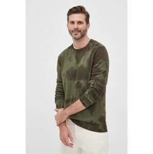 Bavlnený sveter Woolrich pánska, zelená farba,