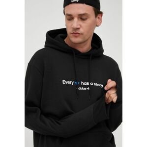 Mikina adidas Originals  Trefoil Hoodie HC7162-BLACK, pánska, čierna farba, s nášivkou