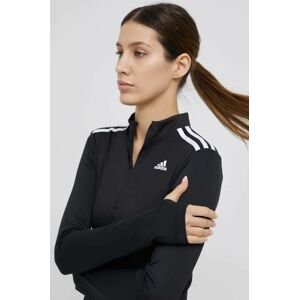 Tréningové tričko s dlhým rukávom adidas Performance HE9395 čierna farba, s polorolákom
