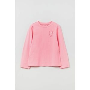 Detská bavlnená košeľa s dlhým rukávom OVS ružová farba,