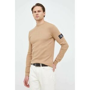 Bavlnený sveter Calvin Klein Jeans hnedá farba