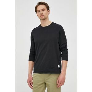 Bavlnené tričko s dlhým rukávom Paul Smith čierna farba, jednofarebné